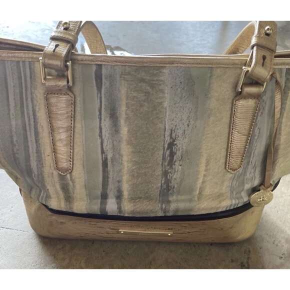 BRAHMIN Medium Classy Asher Leather Shoulder Tote/Bag-Gold Tones W Match Wallet - Picture 2 of 16